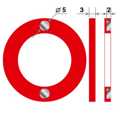 Календарные курсоры магнитные Красные, круглые, 39мм; внутр - 25мм; ПВХ; 2 магнита, 50 шт